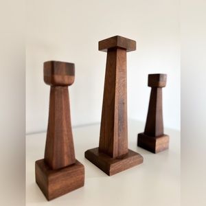 SET OF 3 Chestnut Square Candle Holders